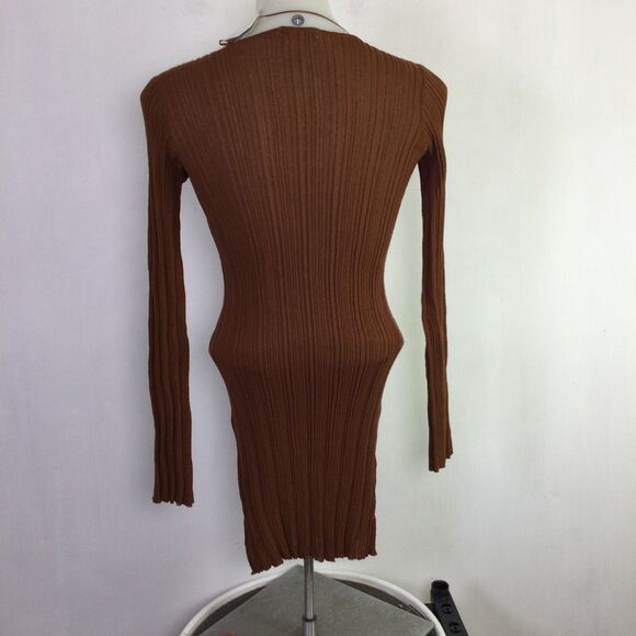 L*Space Wailea Linen Blend Long Sleeve Cover-Up Dress Coffee Size Small NWT - Picture 4 of 12